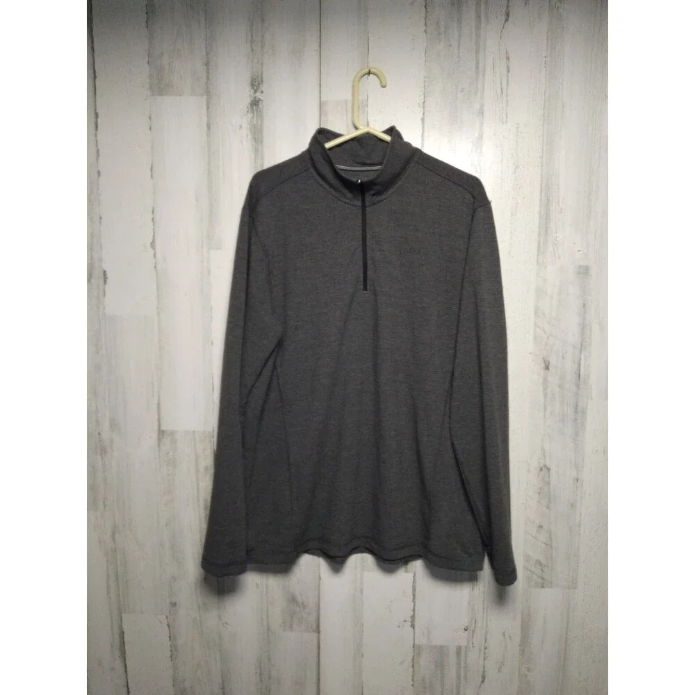 Orvis Mens Large Pullover Mock Neck 1/4 Zip Sweater Gray